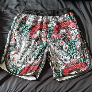 TWL Koi Fish Patterned Shorts 7”